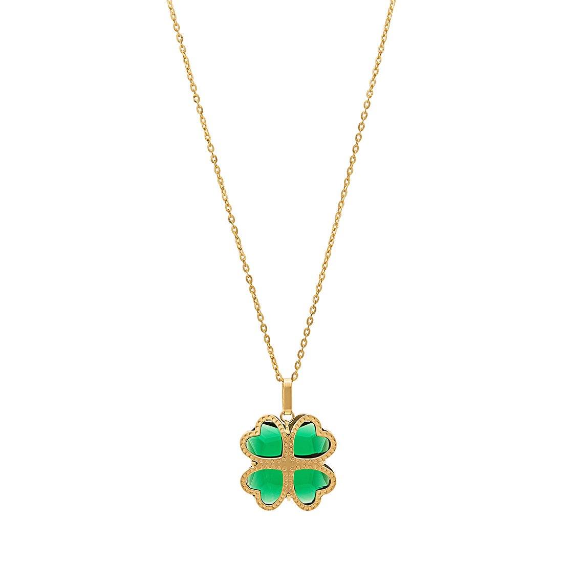 Gold four leaf 2024 clover pendant