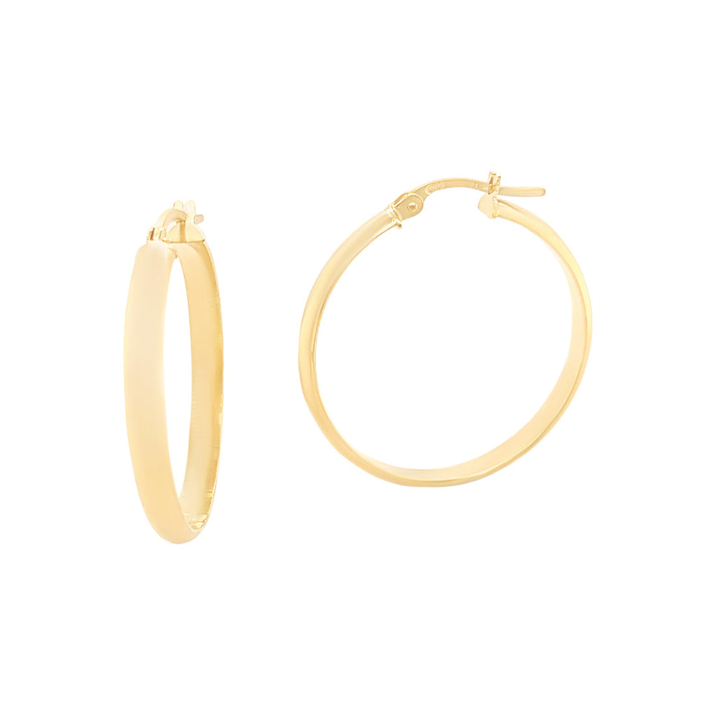 9ct Yellow Gold Half Round Hoop Earrings Bevilles Jewellers 9478