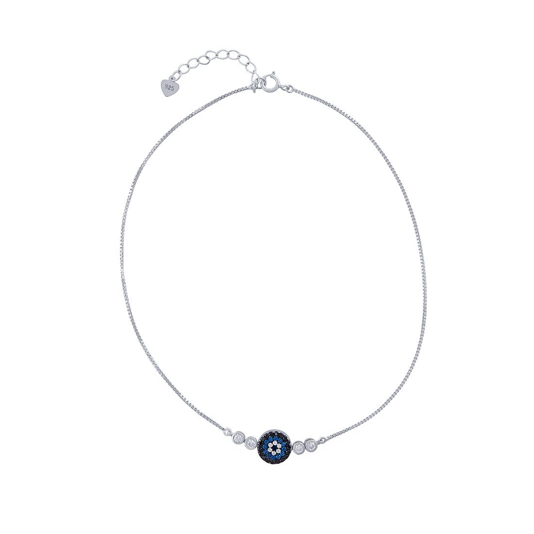 27cm Evil Eye Anklet in Sterling Silver Bevilles Jewellers