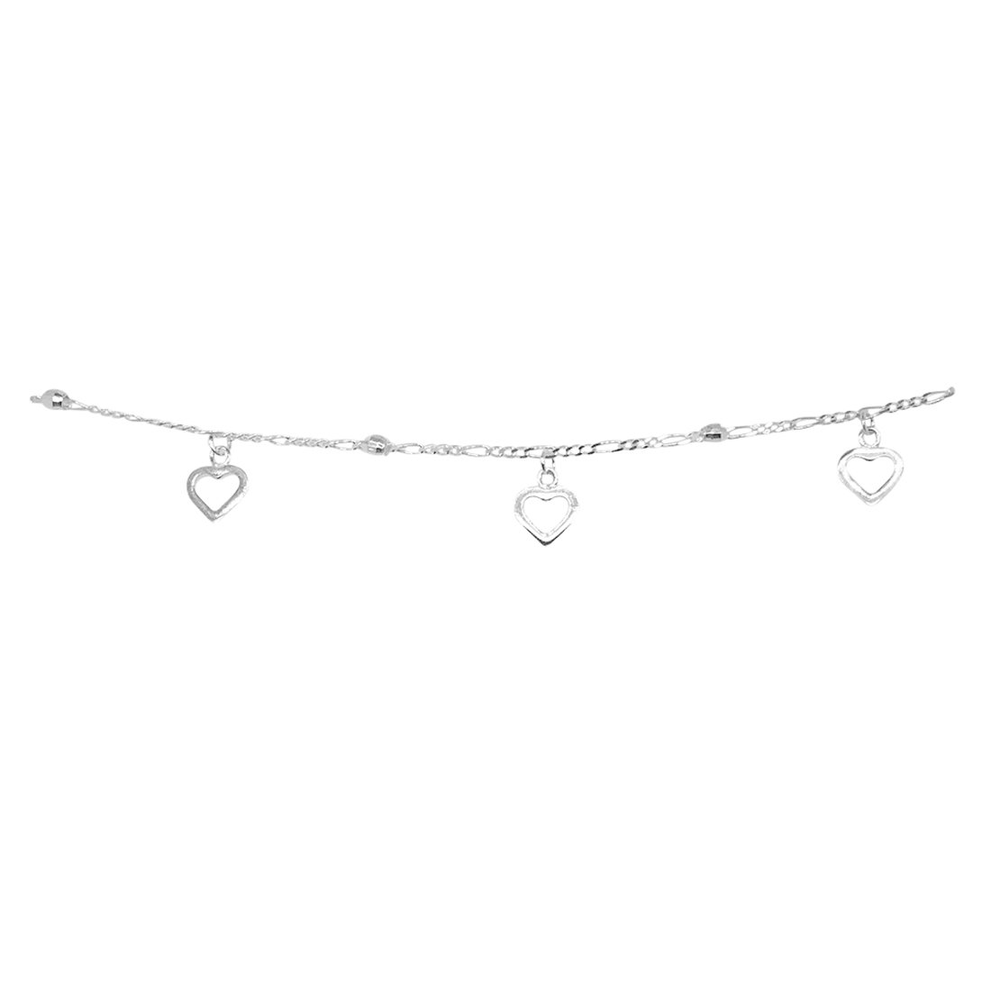 27cm Sterling Silver Open Hearts Anklet Bevilles Jewellers