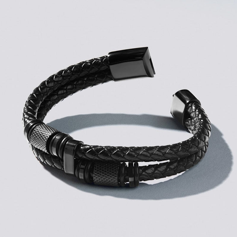 Double Plait Bracelet in Black Stainless Steel Bracelets Bevilles 