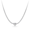 38cm Pave Heart Necklace with Cubic Zirconia in Sterling Silver Necklaces Bevilles 