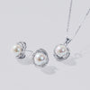 Synthetic Pearl Stud Earrings and Necklace With Cubic Zirconia Set in Sterling Silver Jewellery Sets Bevilles 