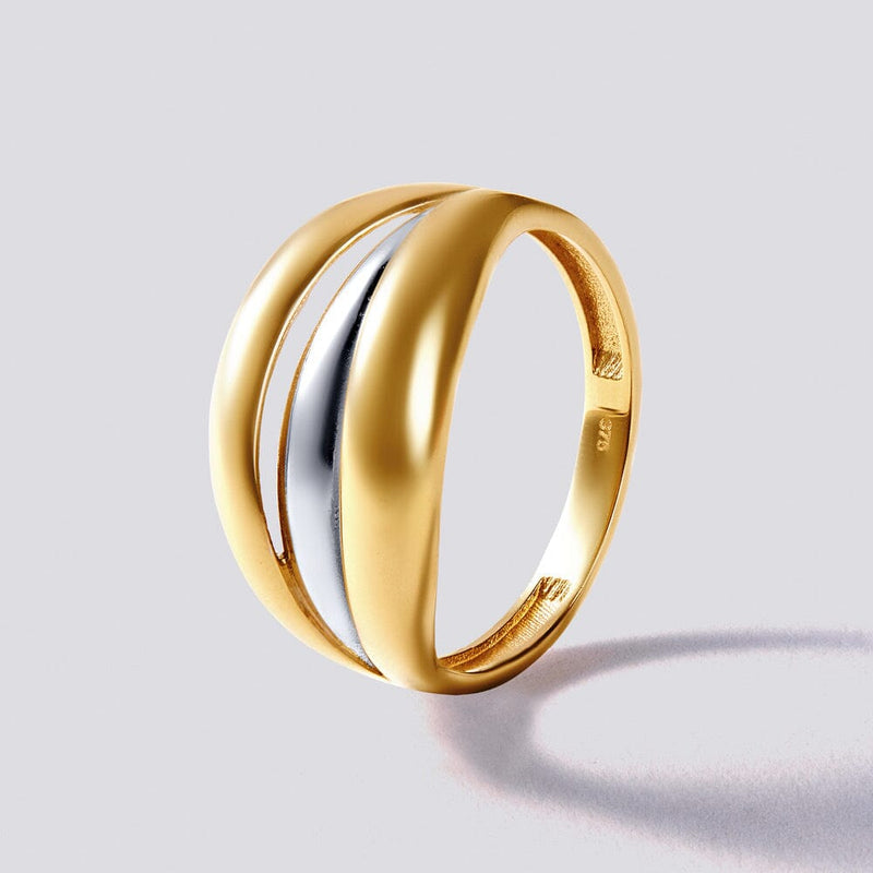 Caged Two Tone Ring in 9ct Yellow Gold Bevilles Jewellers 