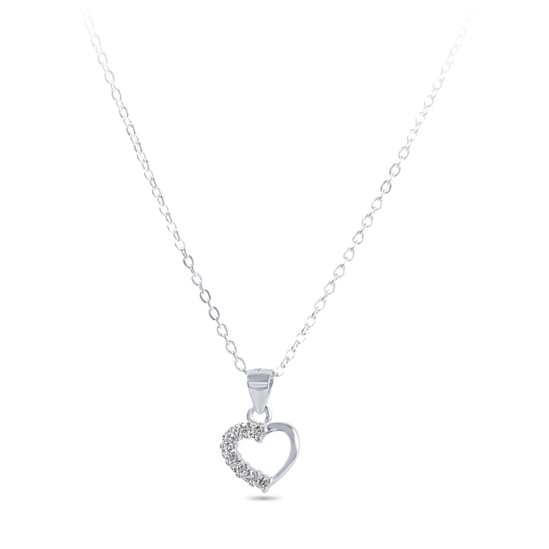 35cm Children's Sterling Silver Cubic Zirconia Heart Necklace ...