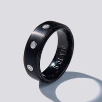 Stanton Made For Men Brilliant Set Black Ring with 0.10ct of Laboratory Grown Diamonds in Tungsten Rings Bevilles 