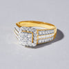 Meera Square Look Halo Ring with 0.85ct of Laboratory Grown Diamonds in 9ct Yellow Gold Rings Bevilles 