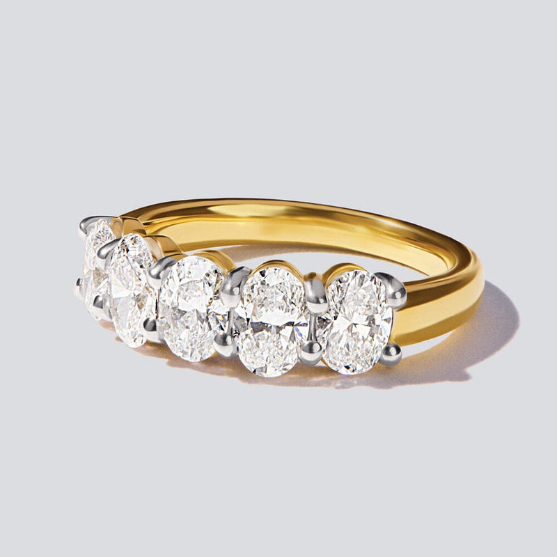 Oval Shaped 5 Stone Ring with 2.00ct Laboratory Grown Diamonds in 9ct Yellow Gold Bevilles Jewellers 