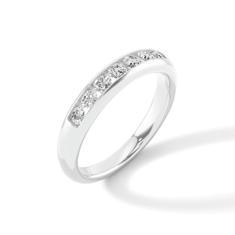 Channel Ring with 1/2ct of Laboratory Grown Diamonds in Rhodium Plated Sterling Silver