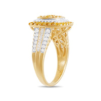 Meera Halo Ring with 1.50ct of Laboratory Grown Diamonds in 9ct Yellow Gold Rings Bevilles 