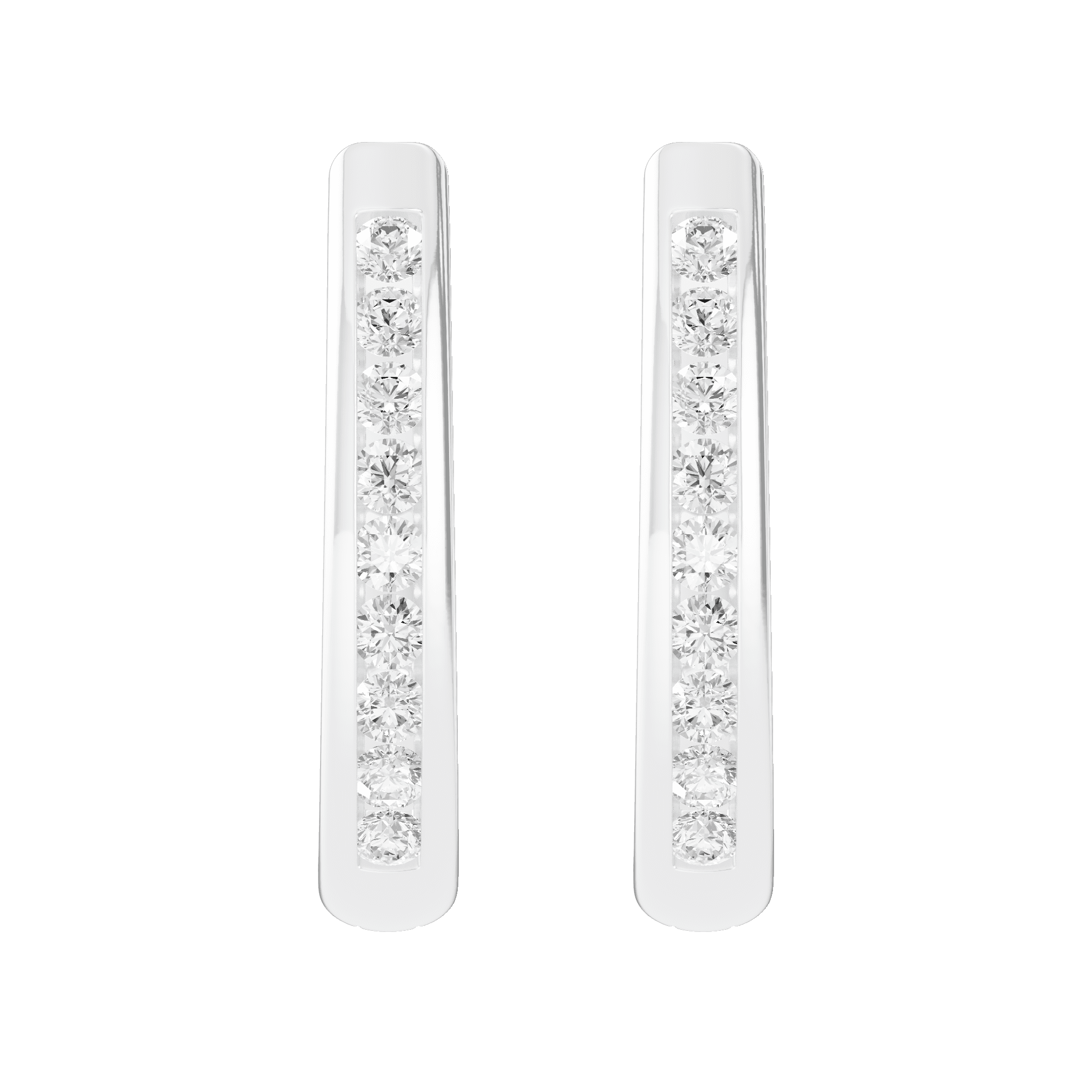 Channel Hoop Earrings with 1/2ct of Laboratory Grown Diamonds in Rhodium Plated Sterling Silver Earrings Bevilles 