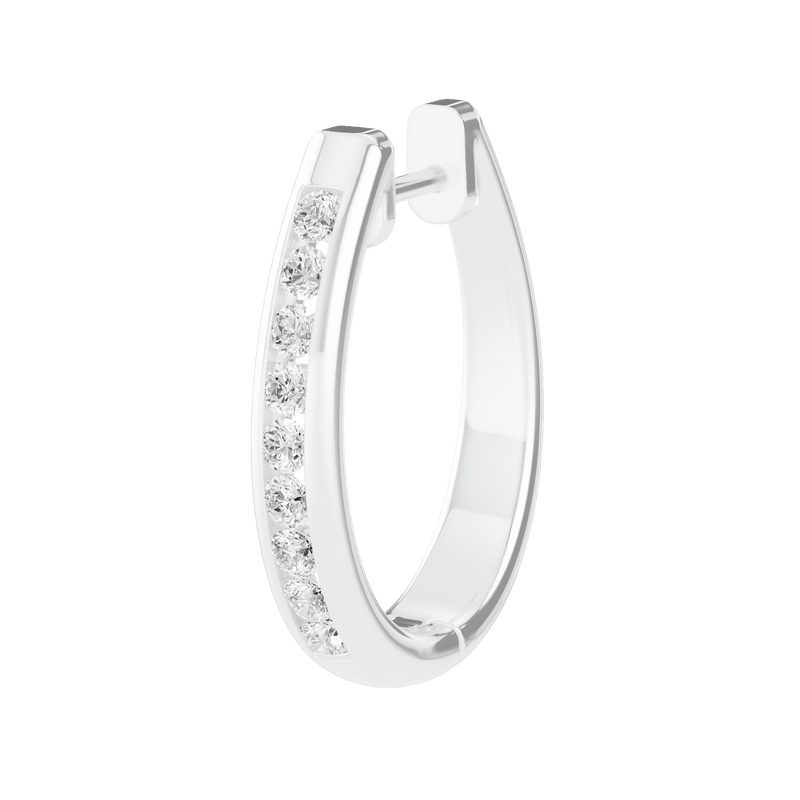 Channel Hoop Earrings with 1/2ct of Laboratory Grown Diamonds in Rhodium Plated Sterling Silver Earrings Bevilles 