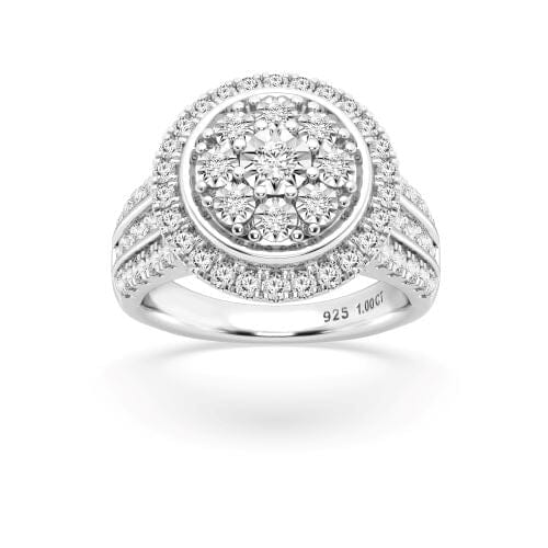 Miracle Surround Halo Ring with 100ct of Diamonds in Sterling Silver Rings Bevilles L 