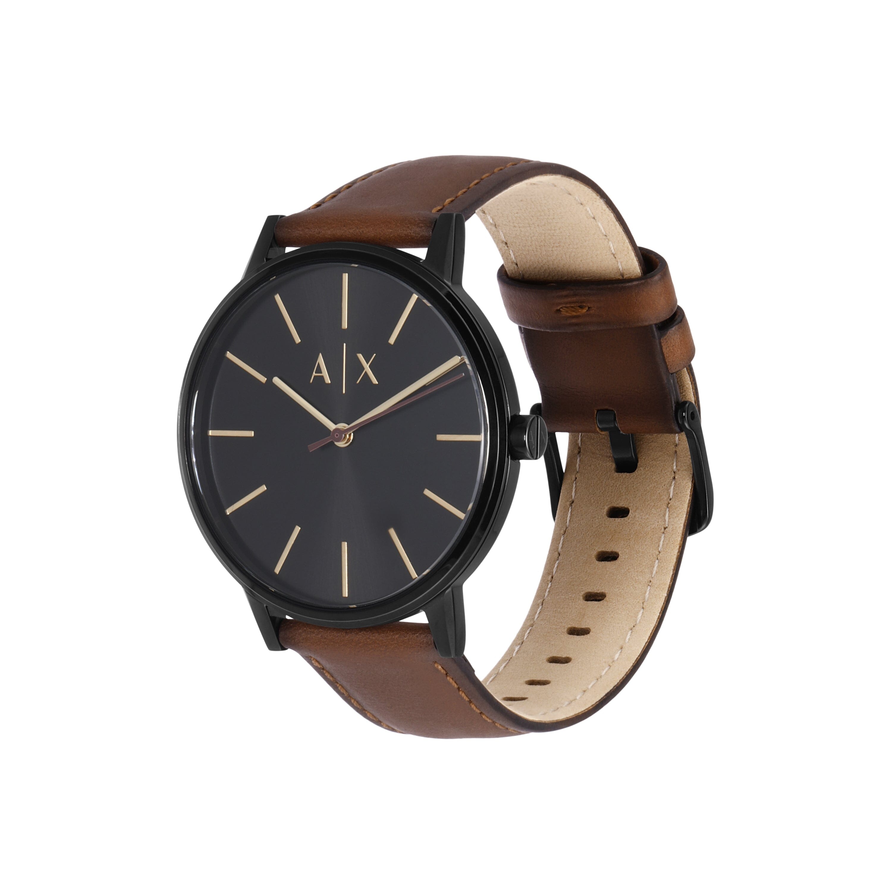 Armani Exchange Cayde Black and Brown Leather Watch AX2706 Bevilles Jewellers