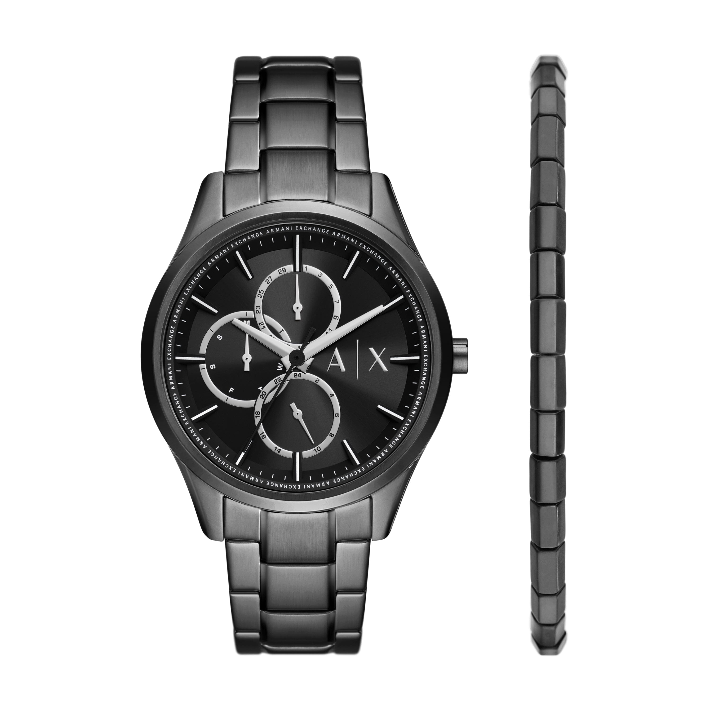 Armani Exchange Three-Hand top Gunmetal Stainless Steel Watch