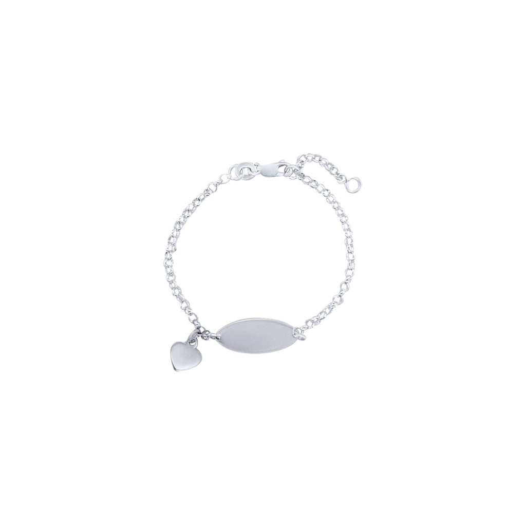 14cm Oval Belcher ID Bracelet with Heart Charm in Sterling Silver ...