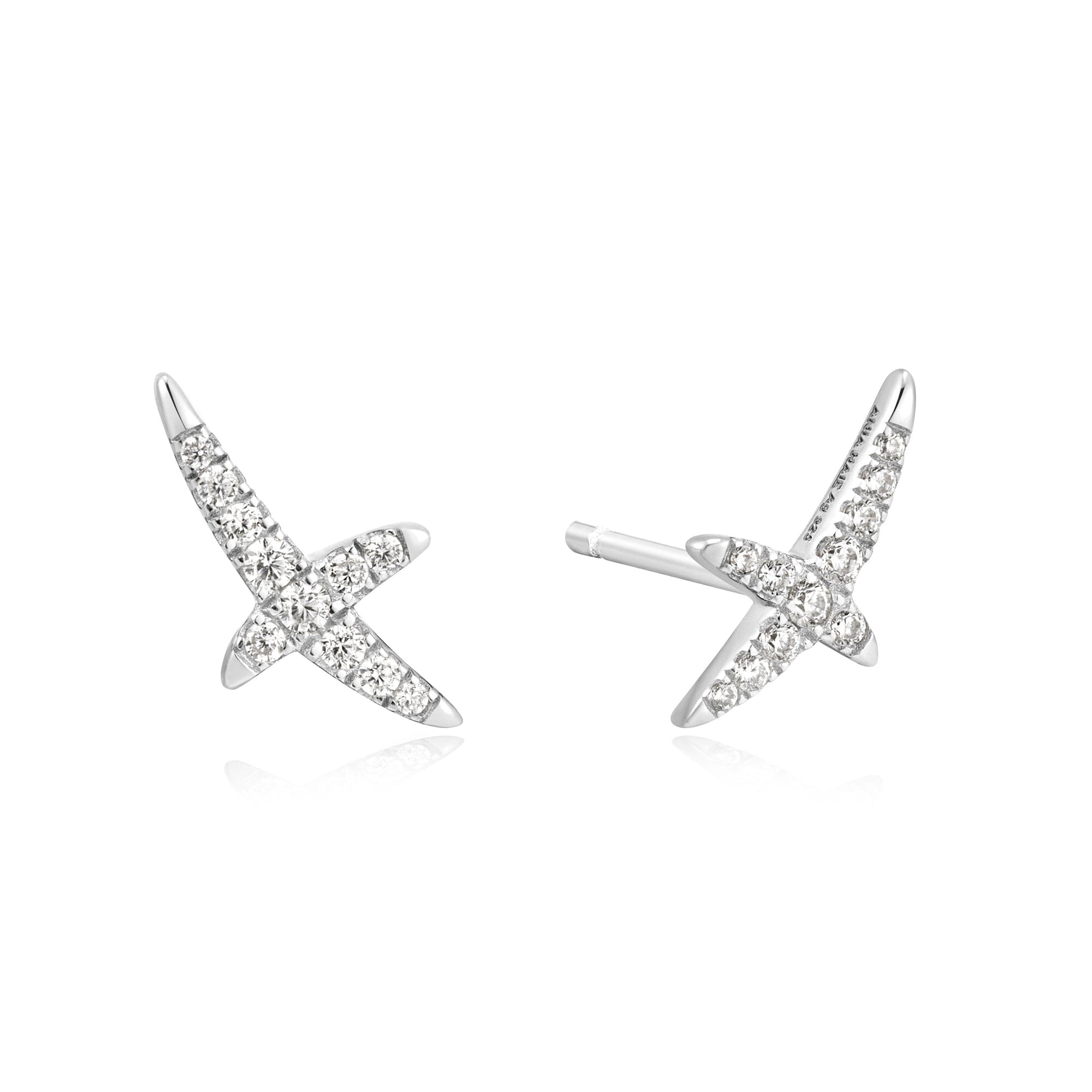 Ania Haie Silver Kiss Pave Studs Earrings Ania Haie 