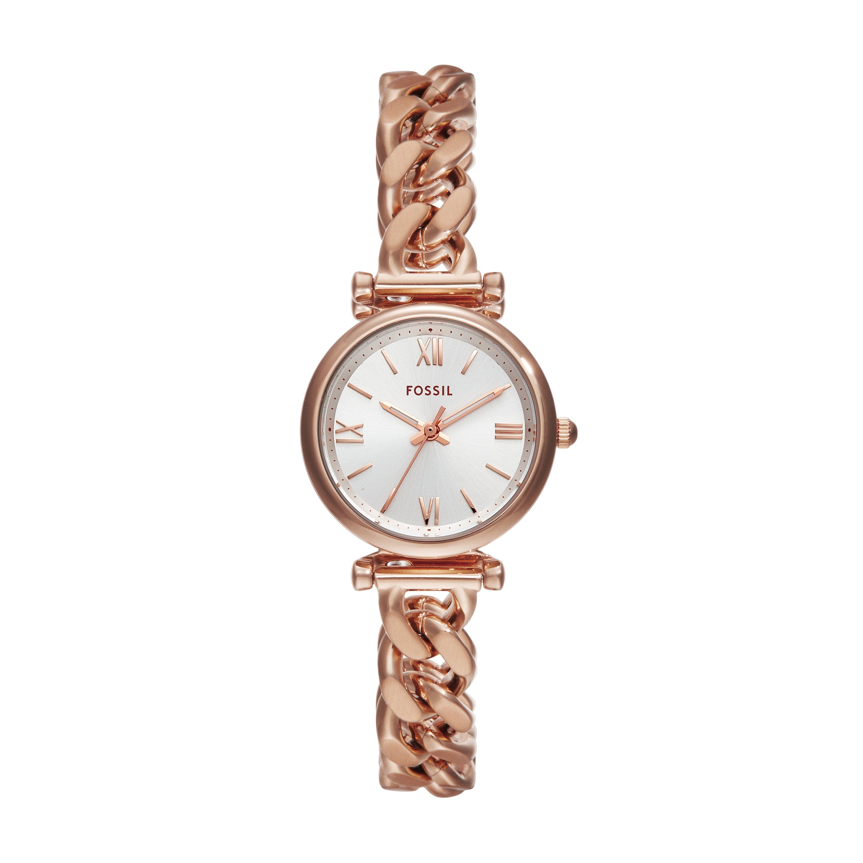 Fossil Carlie Three Hand Rose Gold Tone Stainless Steel Watch ES5330 Bevilles Jewellers