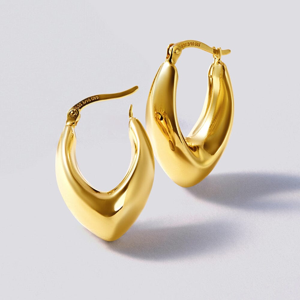 9ct Yellow Gold Silver Infused Tapered Bold Oval Hoop Earrings Earrings Bevilles Jewellers 