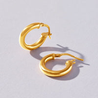 9ct Yellow Gold Silver Infused Hoop Earrings 10mm Earrings Bevilles 