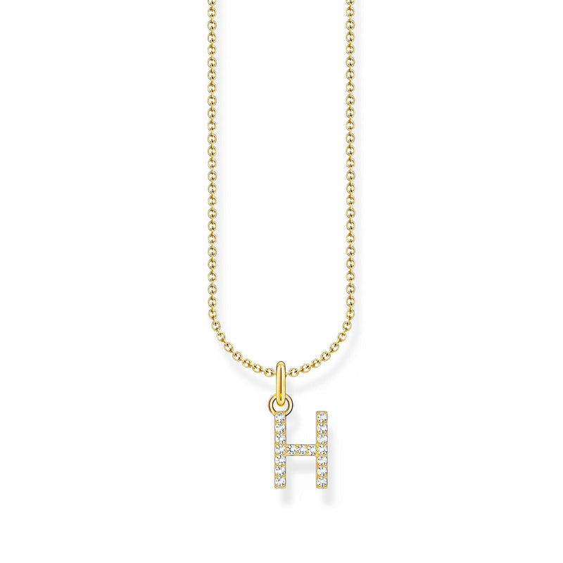 THOMAS SABO Necklace with letter pendant H and white zirconia - gold Necklaces Thomas Sabo 