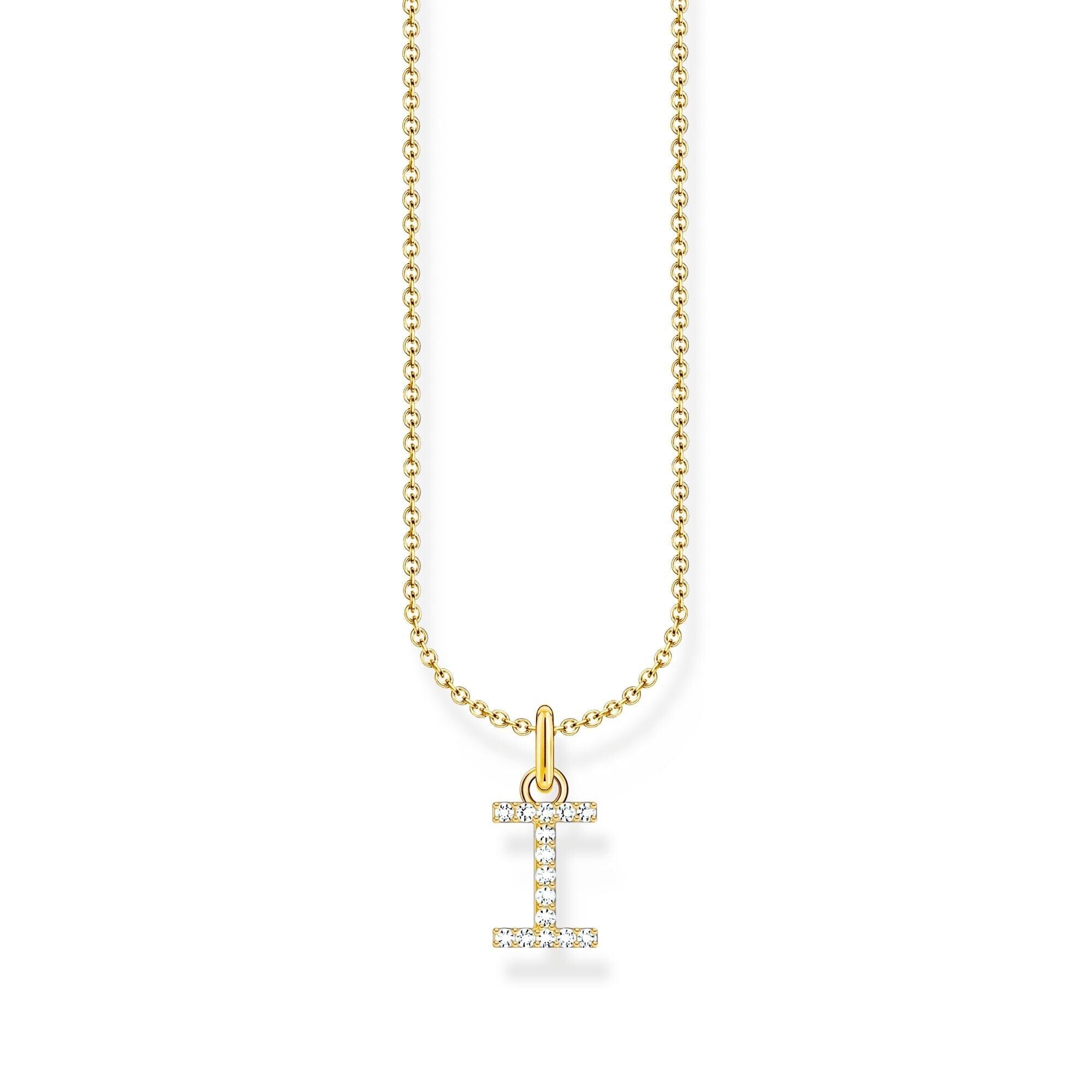 THOMAS SABO Necklace with letter pendant I and white zirconia - gold Necklaces Thomas Sabo 