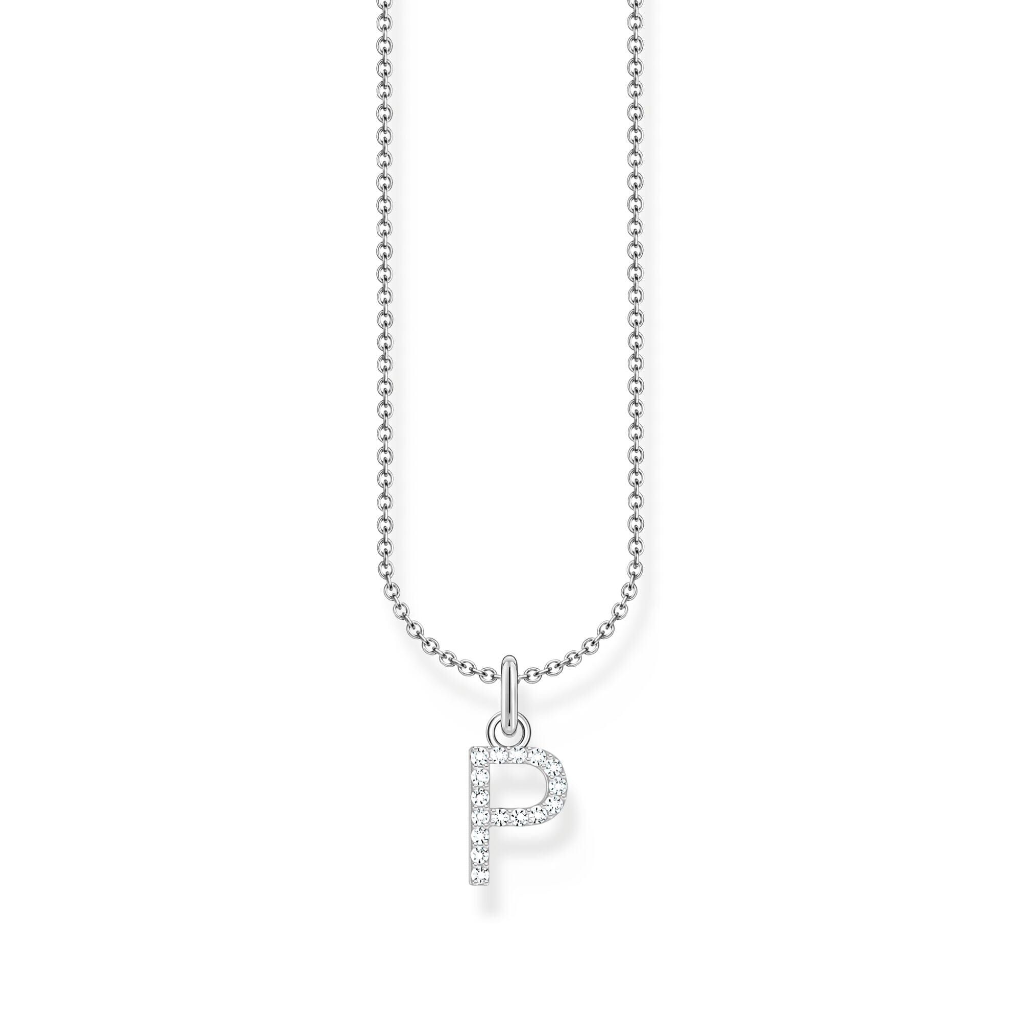 THOMAS SABO Necklace with letter pendant P and white zirconia - silver Necklaces Thomas Sabo 