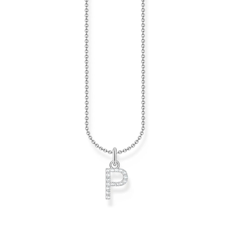 THOMAS SABO Necklace with letter pendant P and white zirconia - silver Necklaces Thomas Sabo 