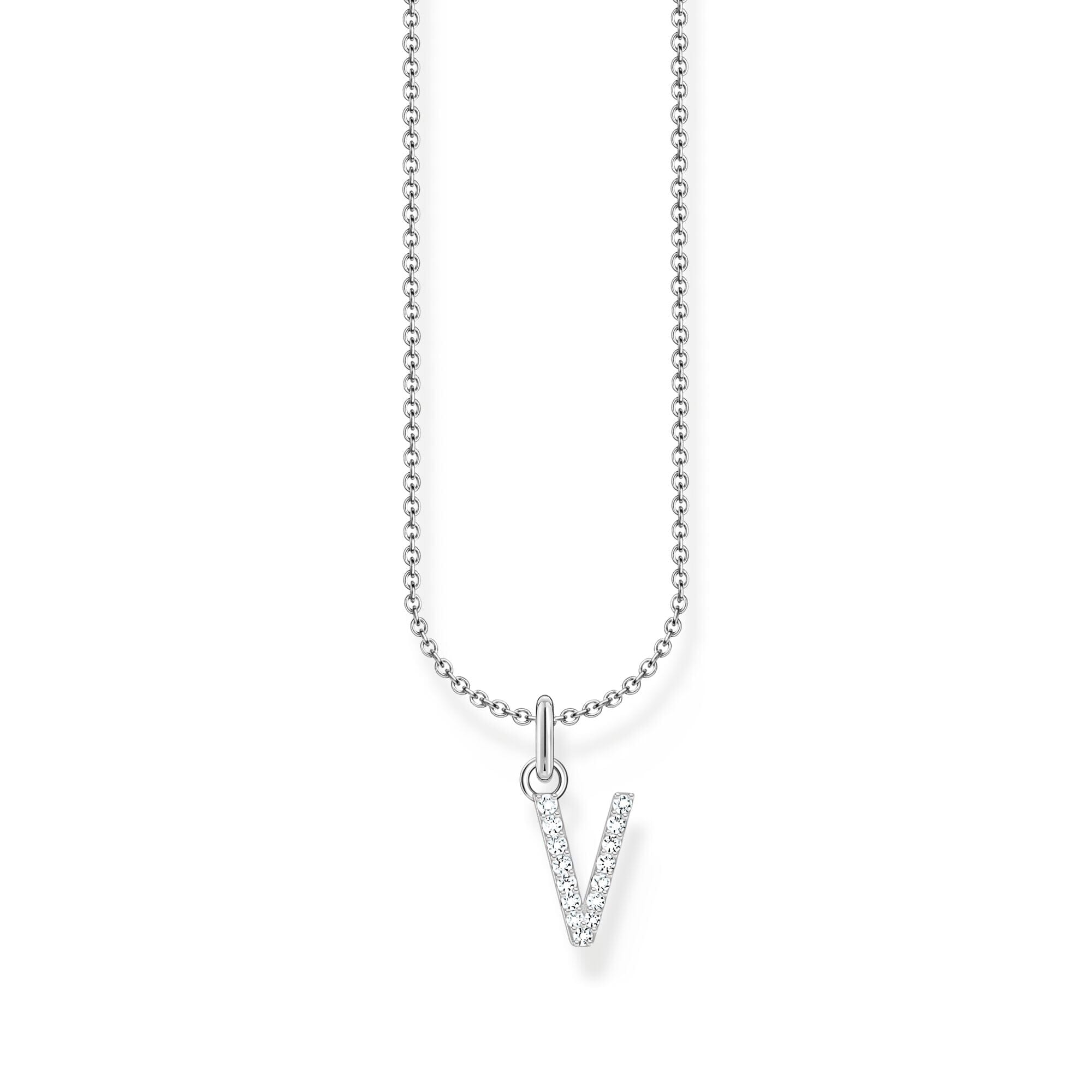 THOMAS SABO Necklace with letter pendant V and white zirconia - silver Necklaces Thomas Sabo 