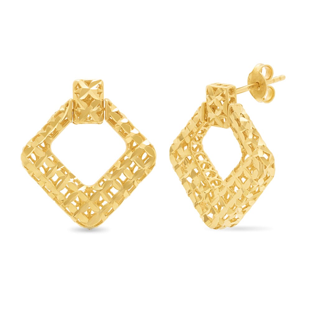 Athena Filigree Square Hoops in 9ct Yellow Gold – Bevilles Jewellers