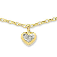 9ct Yellow Gold Silver Infused Heart Necklace 45cm Bevilles Jewellers 