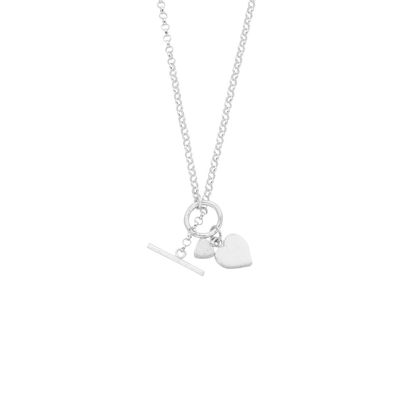 41cm Sterling Silver Heart Charm Toggle Belcher Necklace Necklaces Bevilles 