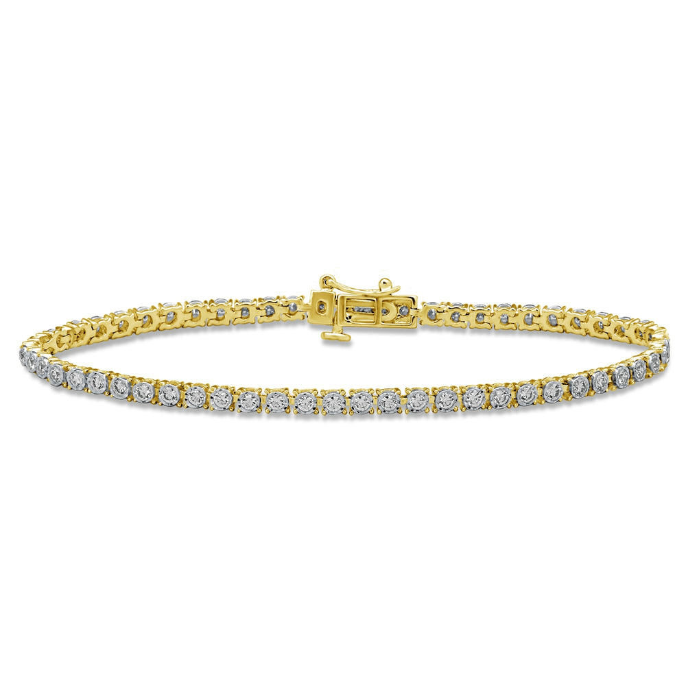 Tennis Bracelet with 1.25ct of Diamonds in 9ct Yellow Gold Bracelets Bevilles Jewellers 