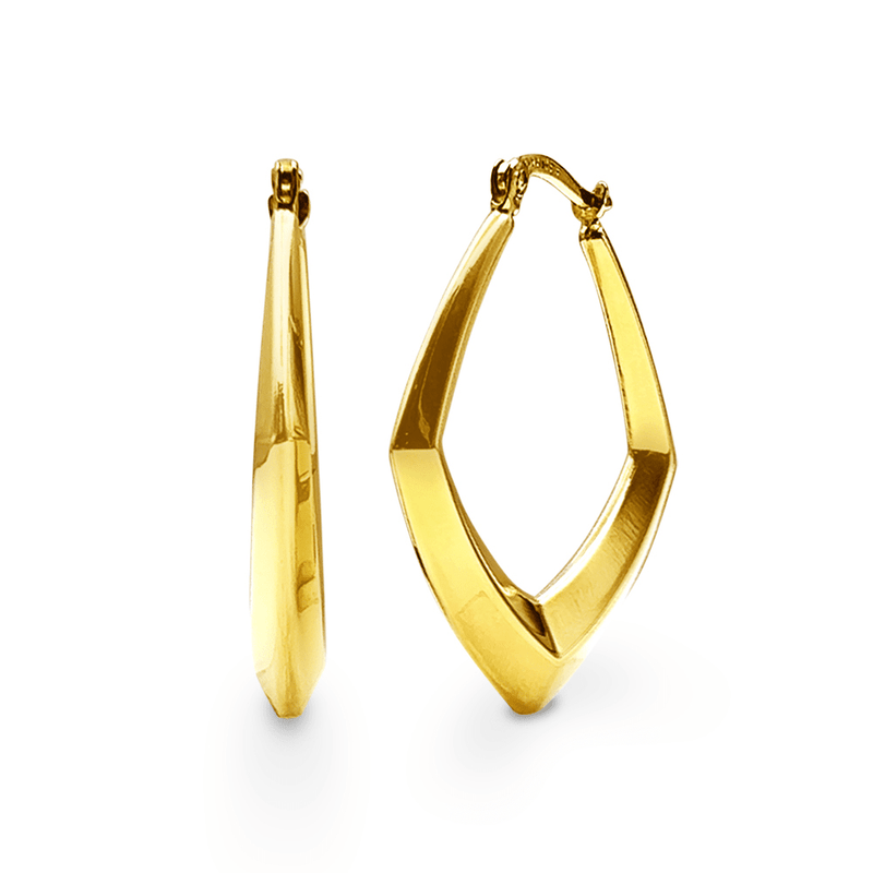 9ct Yellow Gold Silver Filled Angular Flat Knife Edged Hoop Earrings Bevilles Jewellers 