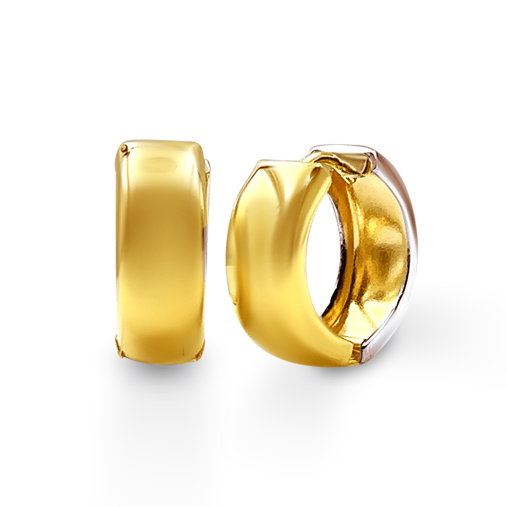 9ct Yellow Gold Silver Infused Two Tone Huggie Round Hoop Earrings Earrings Bevilles Jewellers 