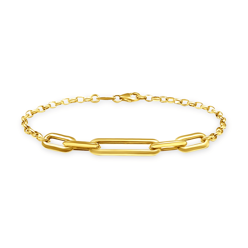 9ct Yellow Gold Silver Infused Chain Detail Bracelet Bracelets Bevilles Jewellers 