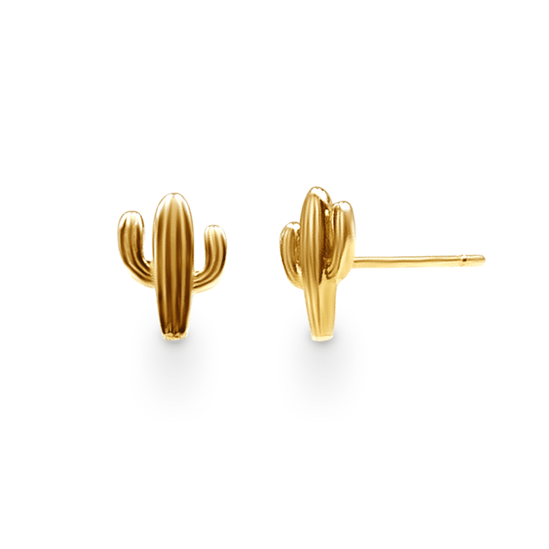 Mini Cactus Stud Earrings in 9ct Yellow Gold Bevilles Jewellers 