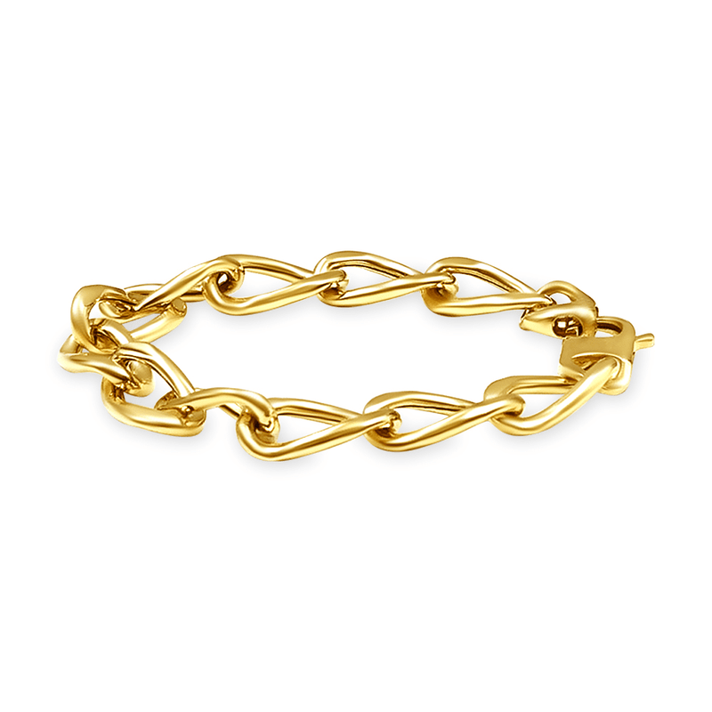 9ct Yellow Gold Silver Infused Open Twist Curb Chain Bracelet Bevilles Jewellers 