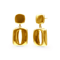 9ct Yellow Gold Silver Infused 90's Vintage Square Cut Out Drop Earrings Earrings Bevilles Jewellers 