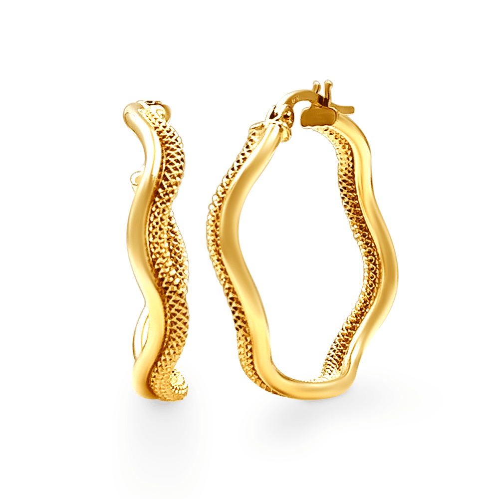 Organic Wave Hoop Earrings in 9ct Yellow Gold Earrings Bevilles Jewellers 