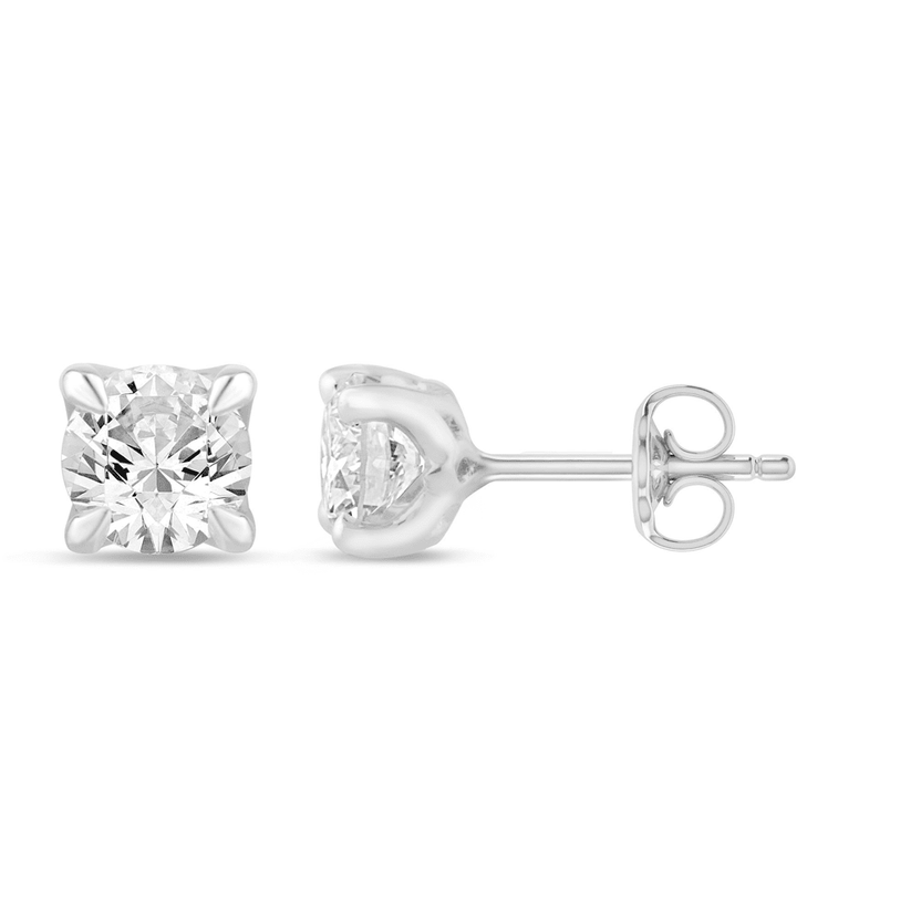 Solitaire Stud Earrings With 1 2ct Of Laboratory Grown Diamonds In 9ct 