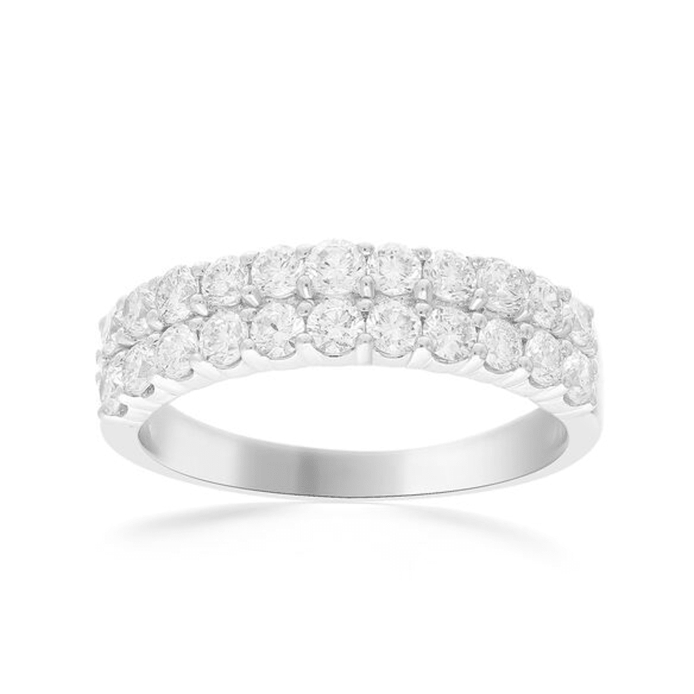 Double Row Dress Ring with 1.00ct of Laboratory Grown Diamonds in Platinum and Sterling Silver Bevilles Jewellers 