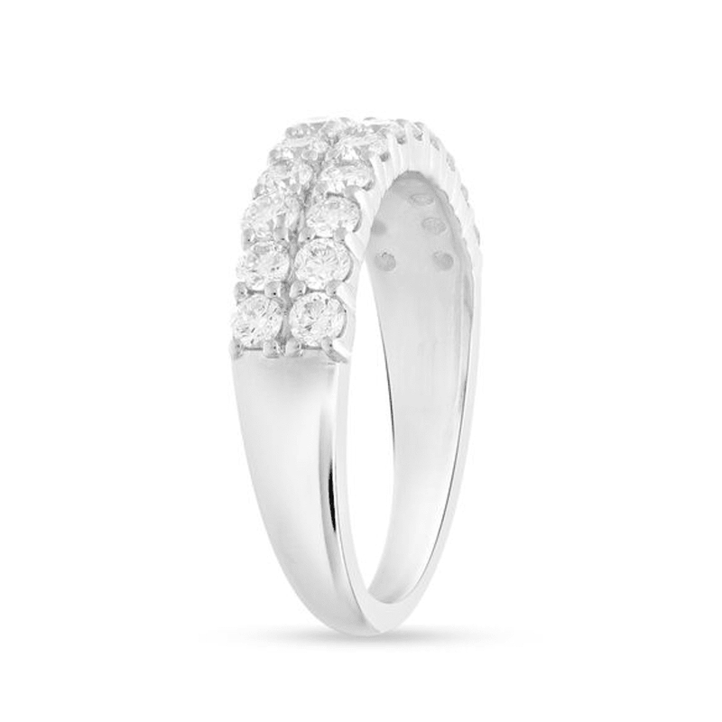 Double Row Dress Ring with 1.00ct of Laboratory Grown Diamonds in Platinum and Sterling Silver Bevilles Jewellers 