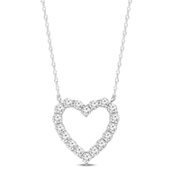 Heart Shaped Pendant Necklace with 1.00ct of Laboratory Grown Diamonds in Sterling Silver and Platinum Bevilles Jewellers 