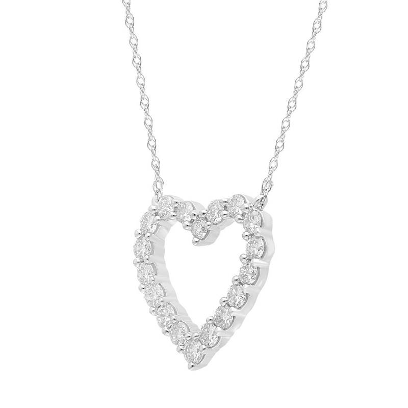 Heart Shaped Pendant Necklace with 1.00ct of Laboratory Grown Diamonds in Sterling Silver and Platinum Bevilles Jewellers 