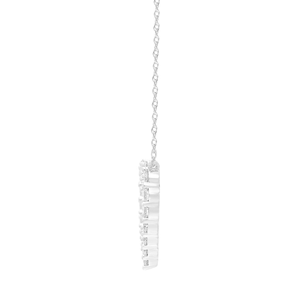 Heart Shaped Pendant Necklace with 1.00ct of Laboratory Grown Diamonds in Sterling Silver and Platinum Bevilles Jewellers 