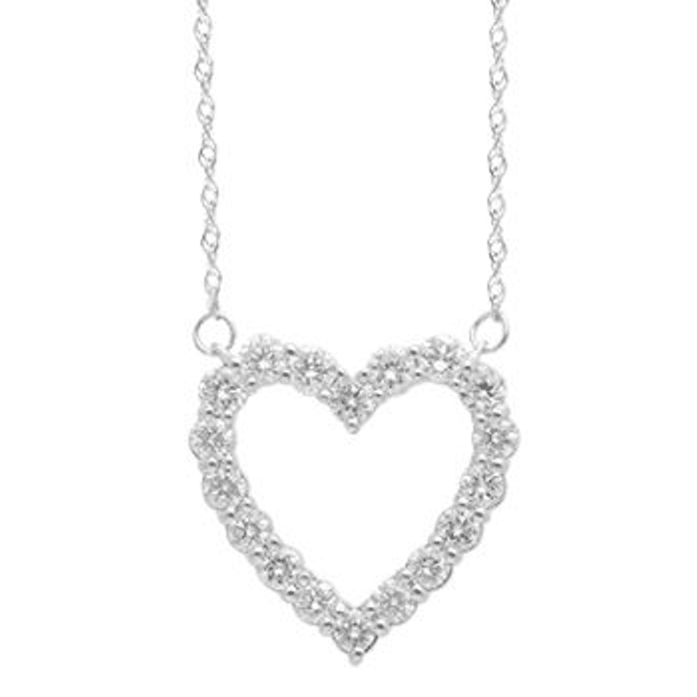 Heart Pendant Necklace with 1/2ct of Laboratory Grown Diamonds in Sterling Silver and Platinum Bevilles Jewellers 