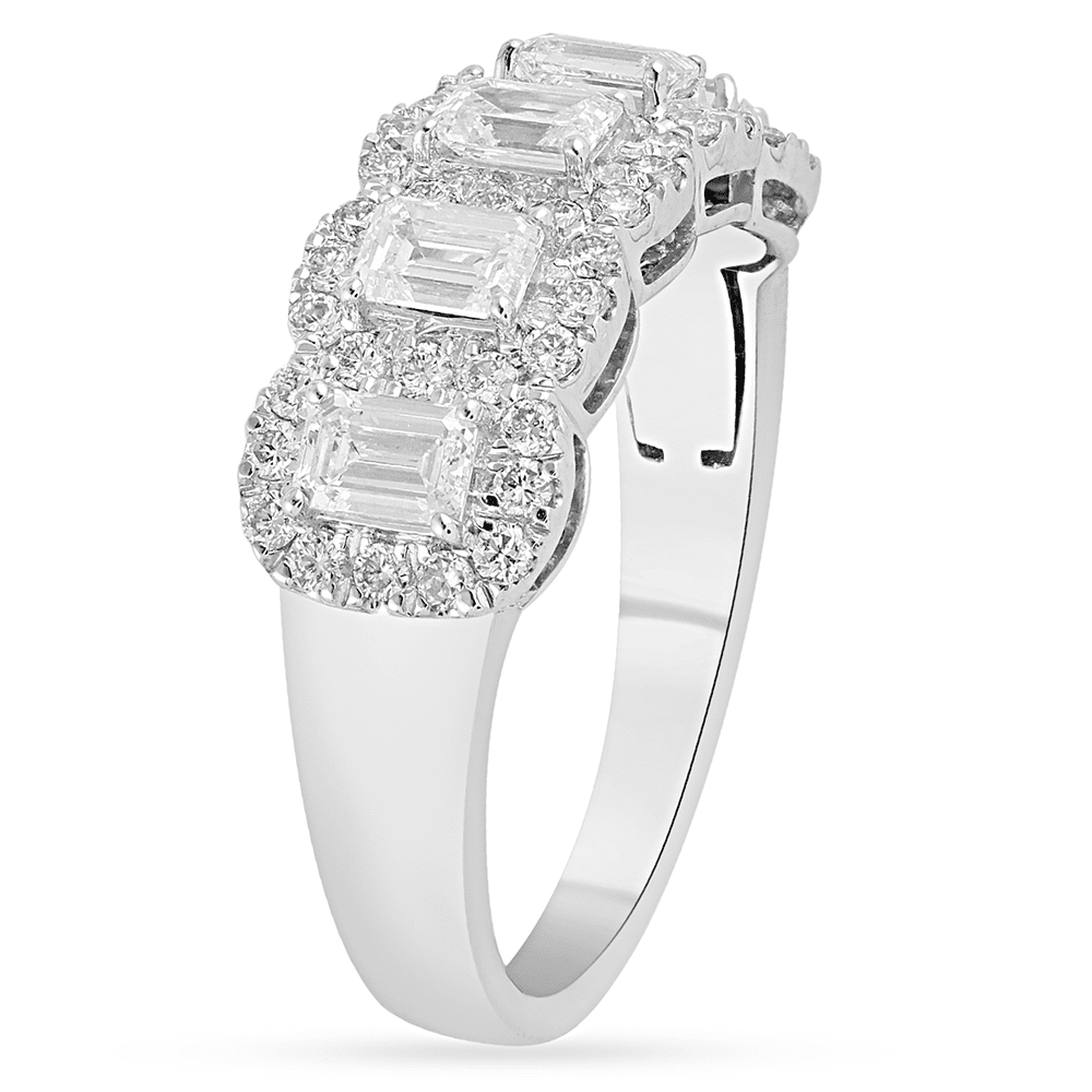 Emerald Cut Multi Station Dress Ring with 1.30ct of Laboratory Grown Diamonds in Sterling Silver and Platinum Bevilles Jewellers 