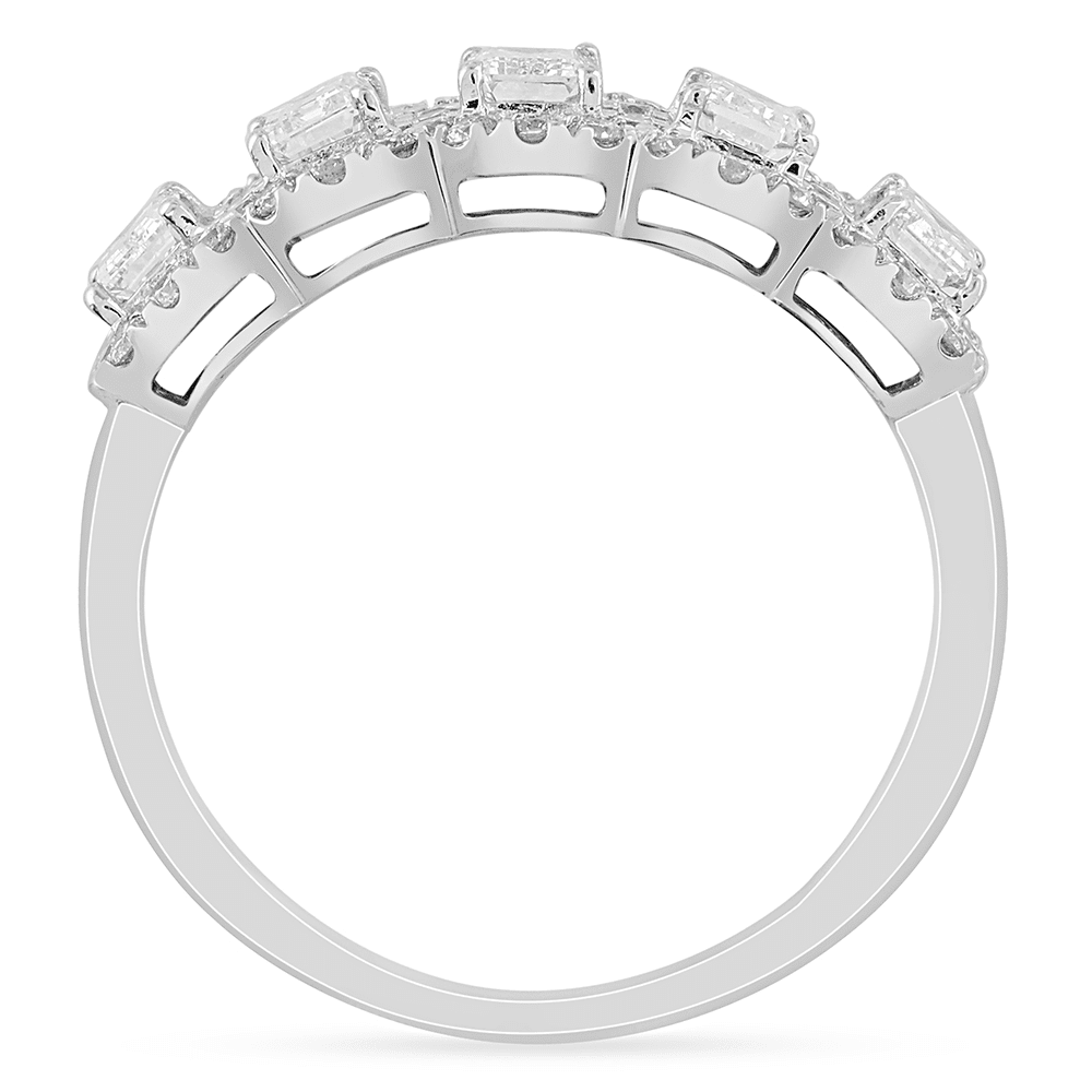 Emerald Cut Multi Station Dress Ring with 1.30ct of Laboratory Grown Diamonds in Sterling Silver and Platinum Bevilles Jewellers 