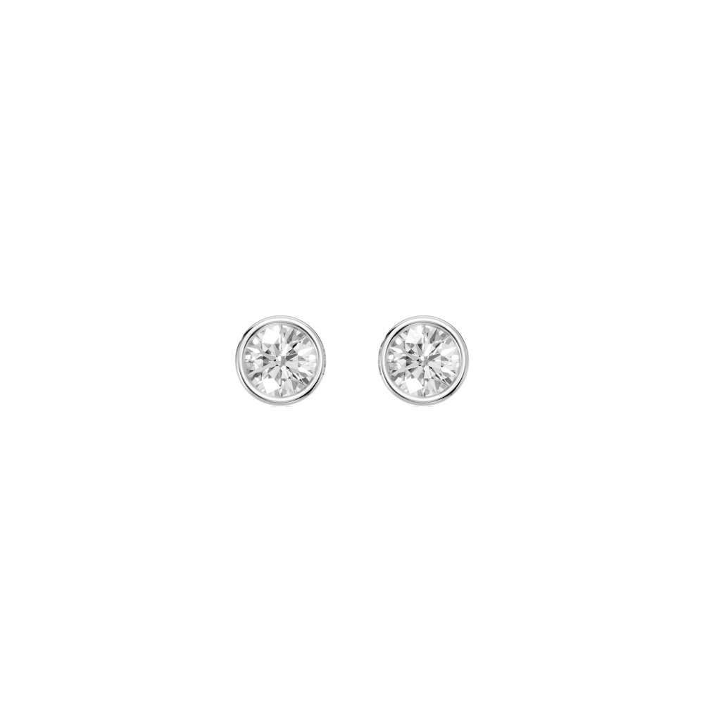 Bezel Stud Earrings with 1/5ct of Laboratory Grown Diamonds in Sterling Silver and Platinum Bevilles Jewellers 